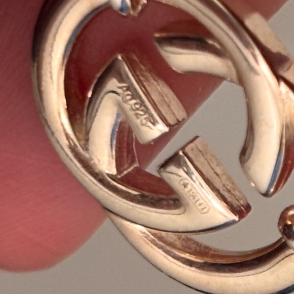 Gucci 925 stamped Silver GG Logo Hoop Earrings - Picture 9 of 13
